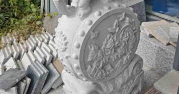 深圳芝麻白抱鼓石 庭院抱鼓石