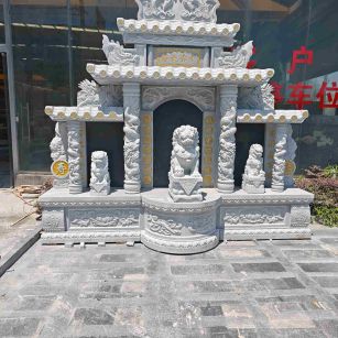深圳芝麻白中国黑石材套墓 花岗岩墓碑