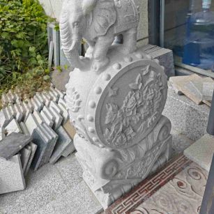 深圳芝麻白抱鼓石 庭院抱鼓石